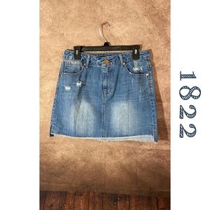 1822 Denim mini skirt-distressed look-size 8-EUC!!